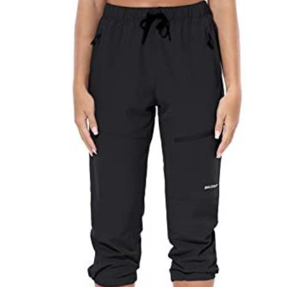 BALEAF Women's Hiking Cargo Capris Size L Black
